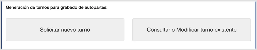 Modificar o consultar turno del grabado de autopartes